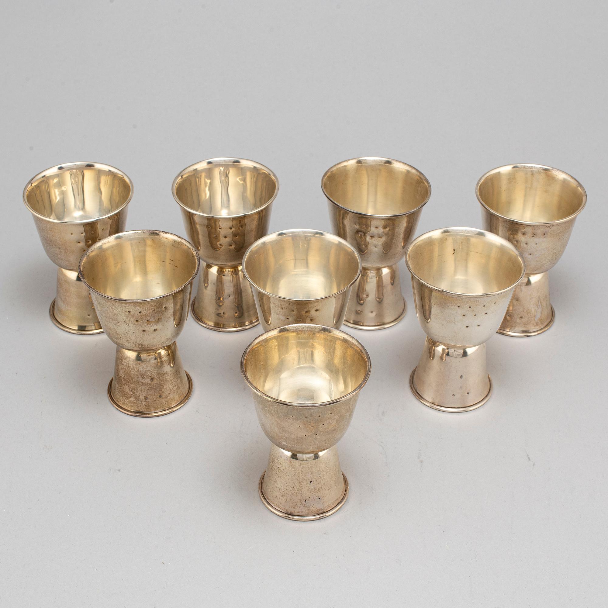 CODAN, bägare, 8 st, sterlingsilver. Mexiko, 1900-talets mitt.
