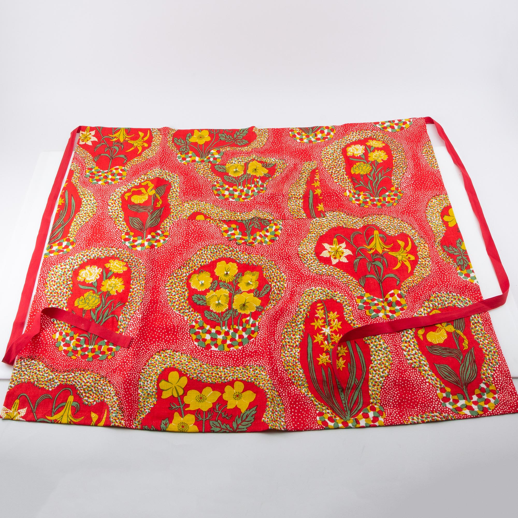 Firma Svenskt Tenn, Svenskt Tenn, waist apron, runner and 4 pcs of coasters, "Catleya Lin" and "Lin Korall".