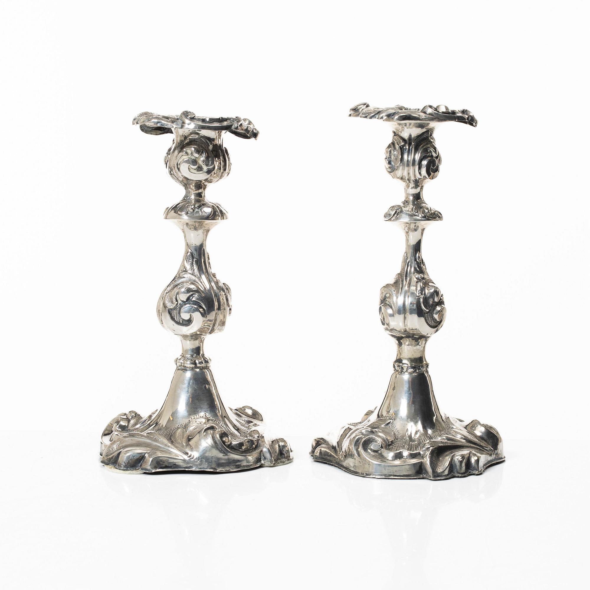 A pair of Swedish silver candlesticks, mark of Otto Lindeberg, Stockholm 1873.
