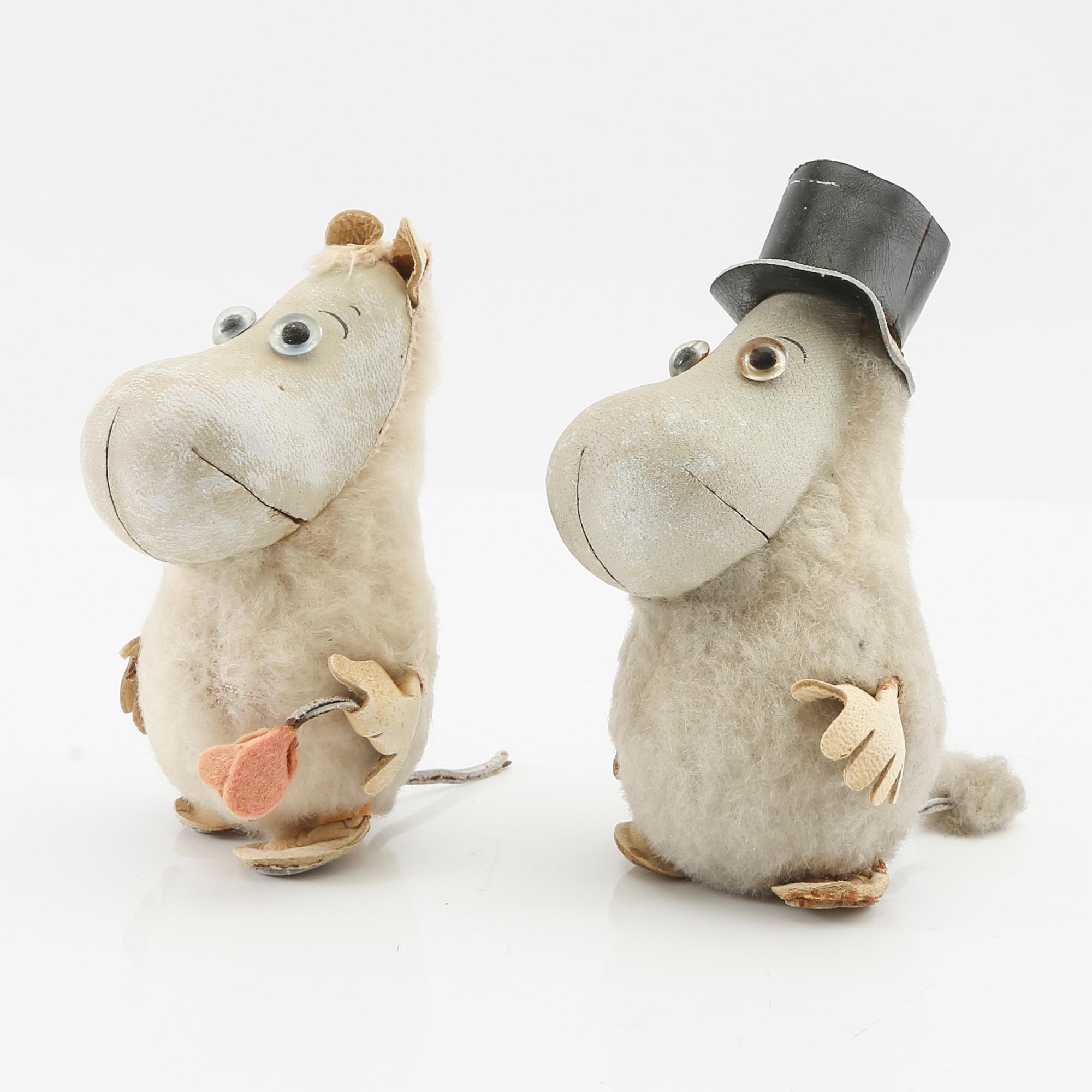 Muminfigurer, 2 st, Atelier Fauni, Finland, 1950/60-tal.