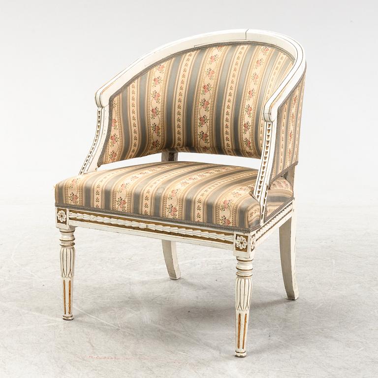 A late Gustavian style armchair, 19th Century.