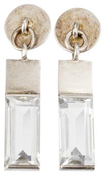 1149. A pair of Wiwen Nilsson sterling and rock crystal earrings, Lund, no year mark.