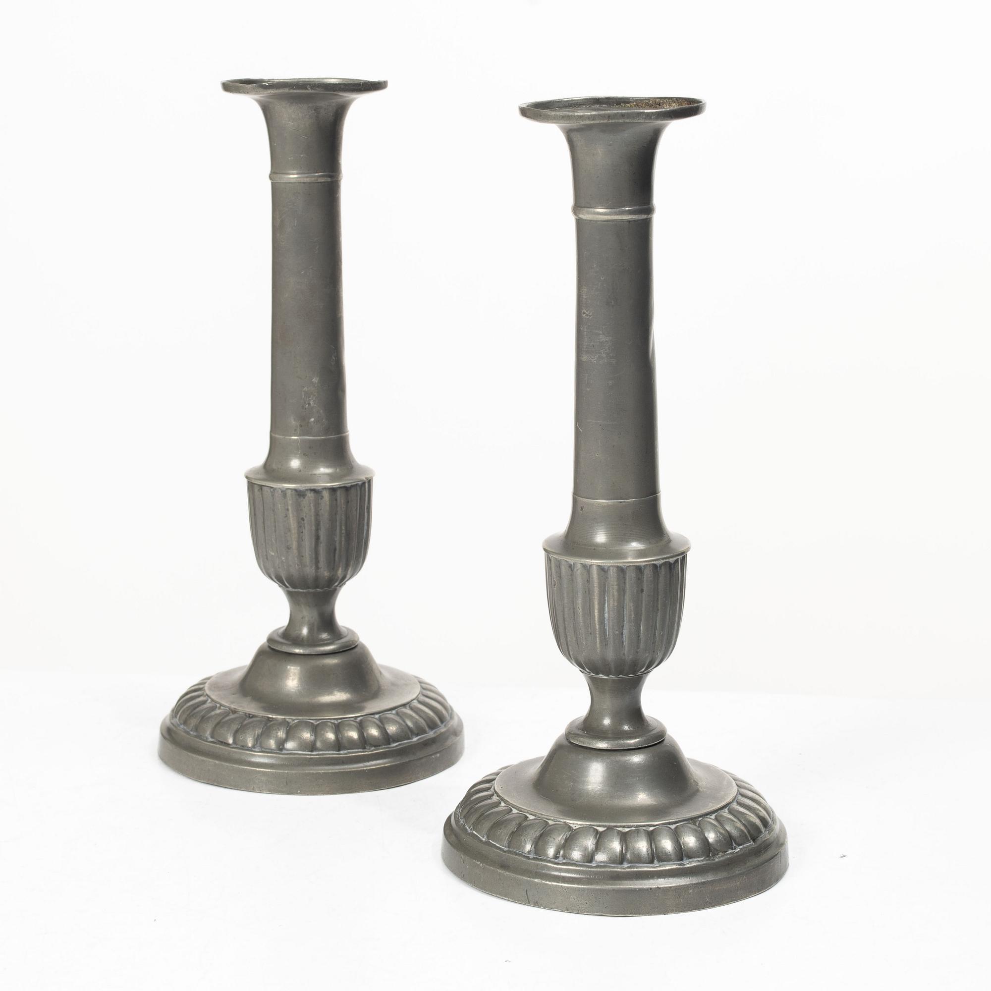 Candlesticks, a pair, pewter, Gustavian, 18th century.