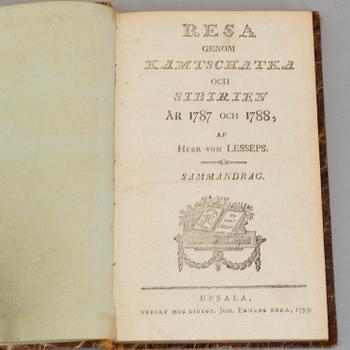A BOOK, Jean Baptiste Barthélemy de Lesseps, Kamtjatka och Sibirien 1787-88, Upsala 1793.