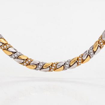 An 18K gold/white gold necklace, with brilliant-cut diamonds totalling approximately 2.39 ct.