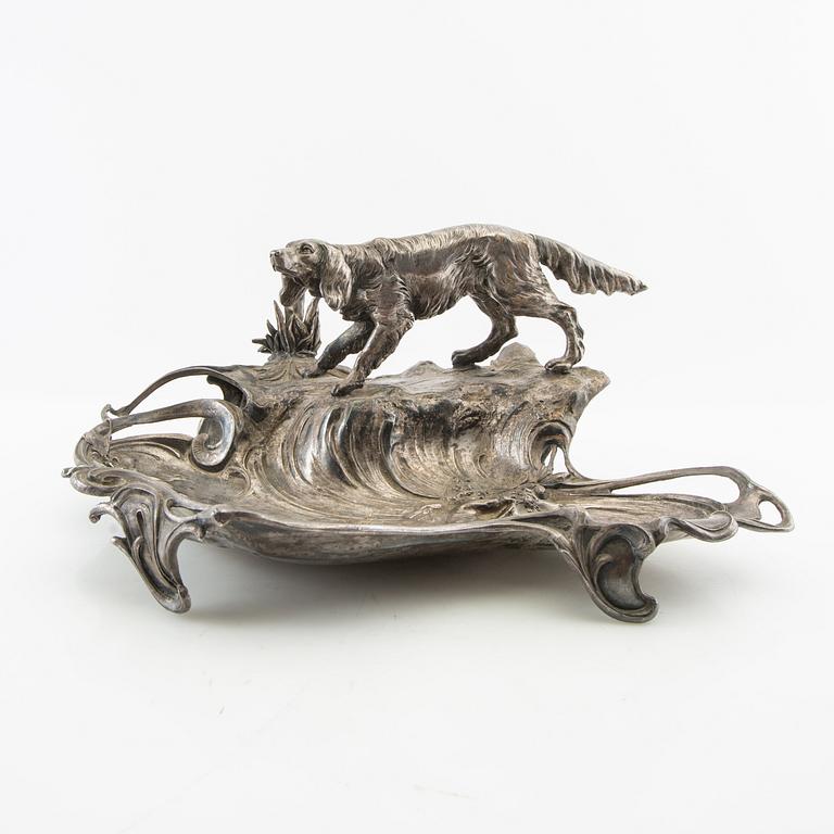 Writing desk Art Nouveau around 1900, silver plate.