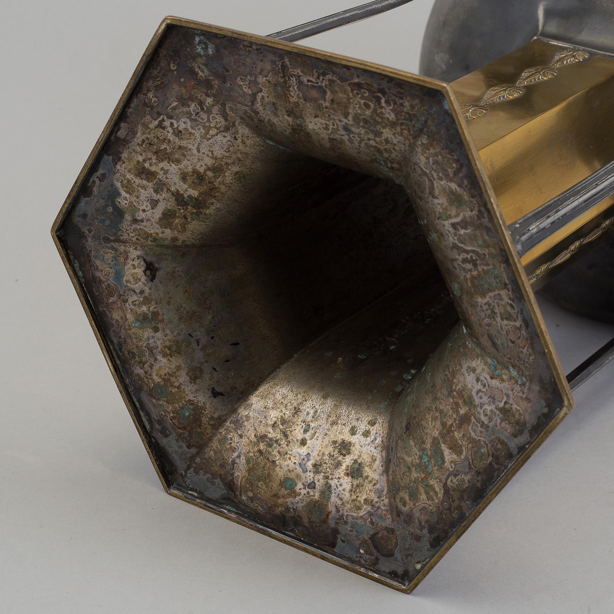 A early 20th century Jugend Wurttembergische Metallwarenfabrik (WMF) EPNS vase from Germany.