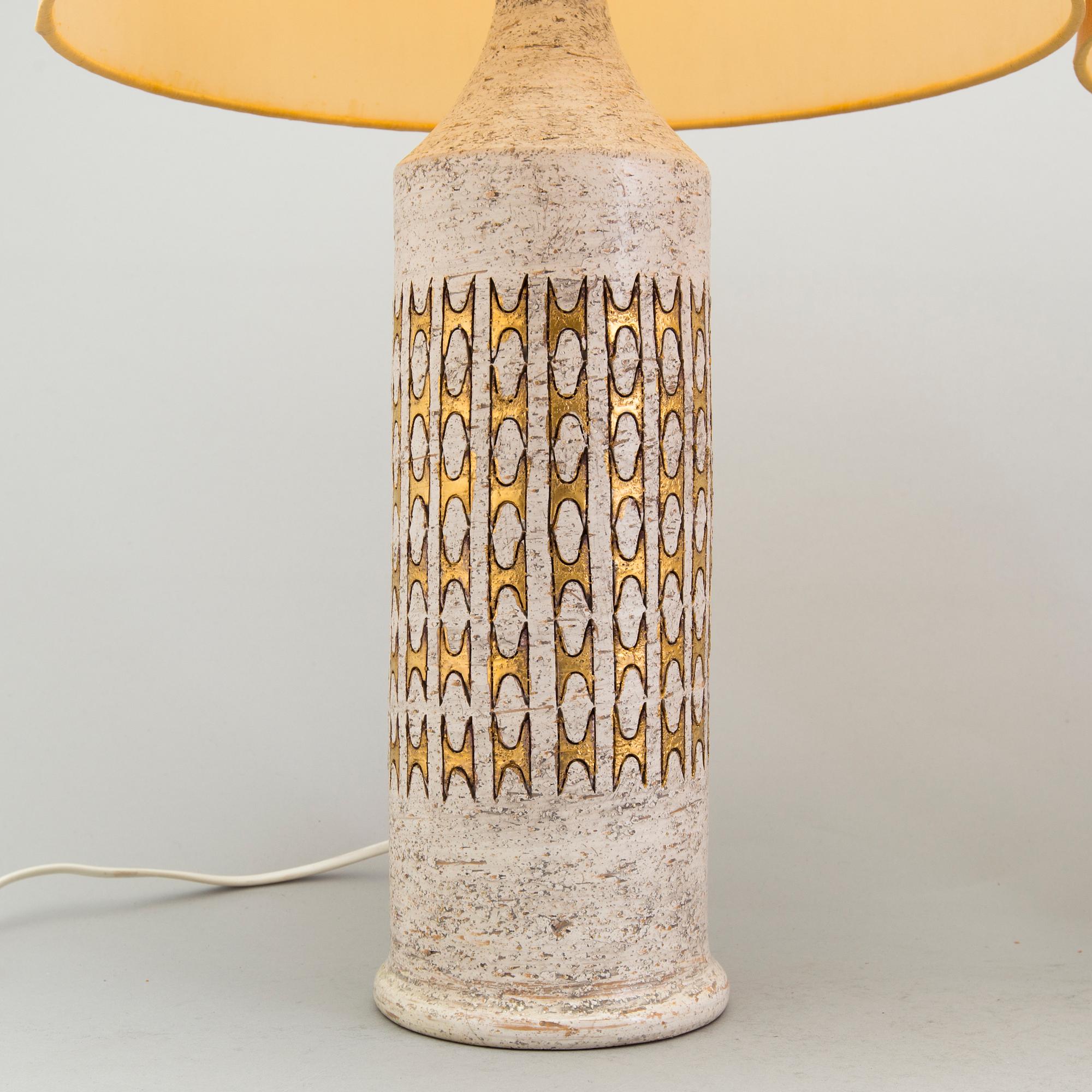 A pair of 1960s Bitossi earthen wear table lamps, Bergboms.