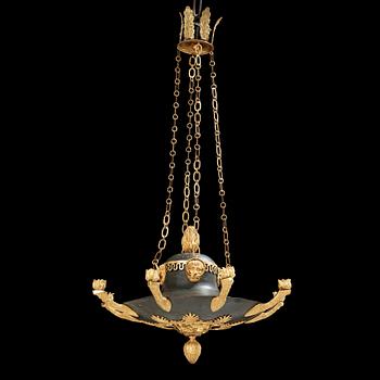 1246. An Empire early 19th century eight-light hanging-lamp.