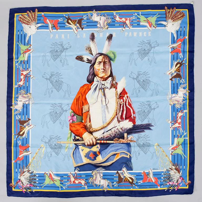 An Hermès "Pani La Shar Pawnee" silk scarf.