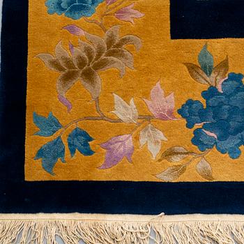 A CARPET, China, ca 358,5-361,5 x 362 cm (as well as 2 cm flat weave at the ends).