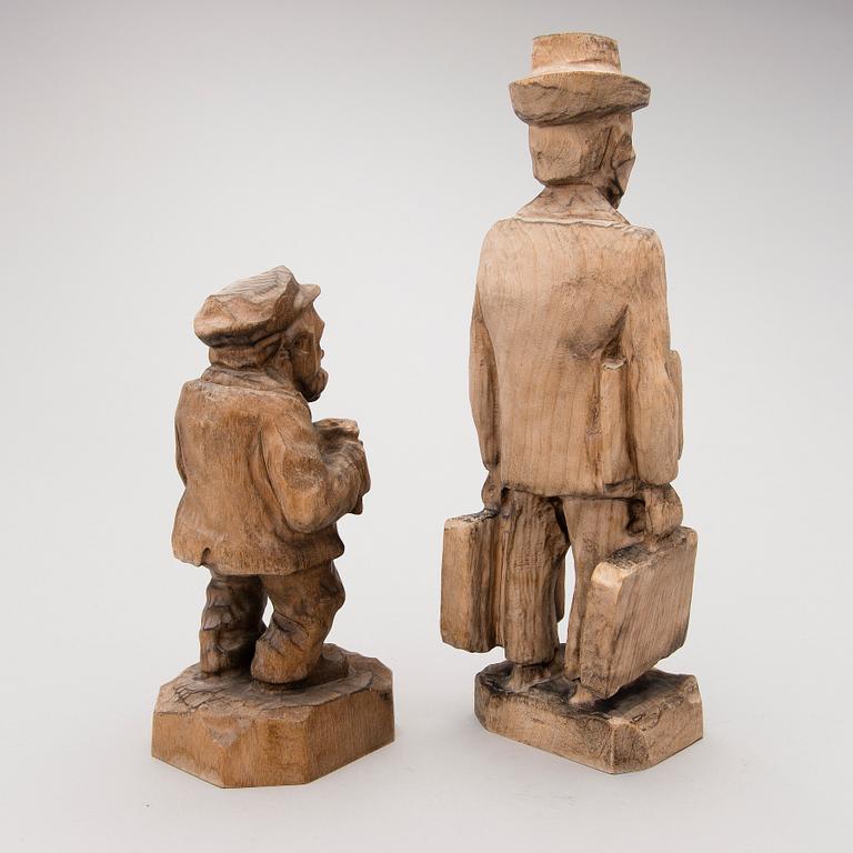 GEORG ÖHMAN, Puuveistoksia, 2 kpl, leimasigneerattu.