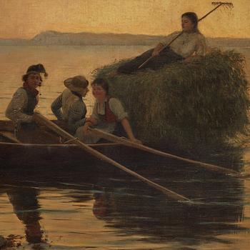 Hans Dahl, The hay boat is coming home.