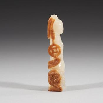 A carved nephrite figurine, presumably late Qing dynasty (1644-1912).