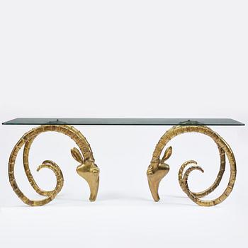 Alain Chervet, a brass and glass 'Ibex' dining table, France, 1970's.