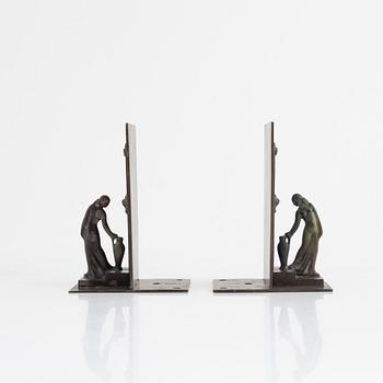 A pair of bronze book ends, GAB, Sweden, 1930's.