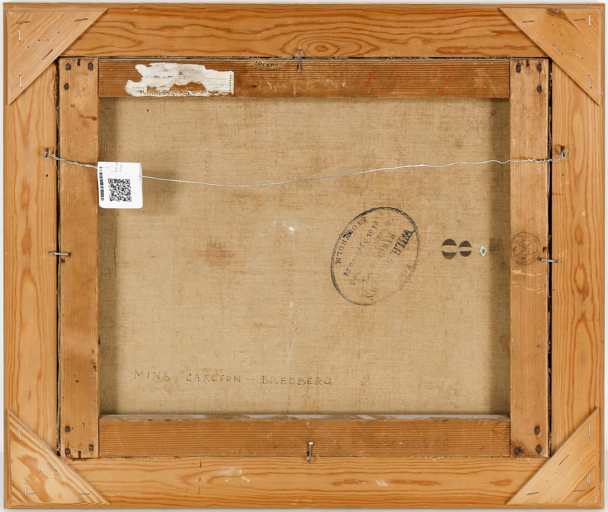 VILHELMINA (MINA) CARLSON BREDBERG, olja på duk, monogramsignerad samt daterad 1901.