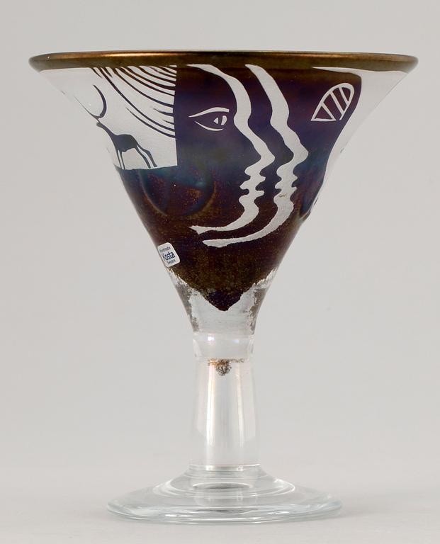 POKAL, glas, Bertil Vallien, Kosta unik, sign, 1980-tal.