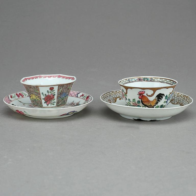 KOPPAR MED FAT, 2+2 st, porslin, Kina, 1700-tal.
