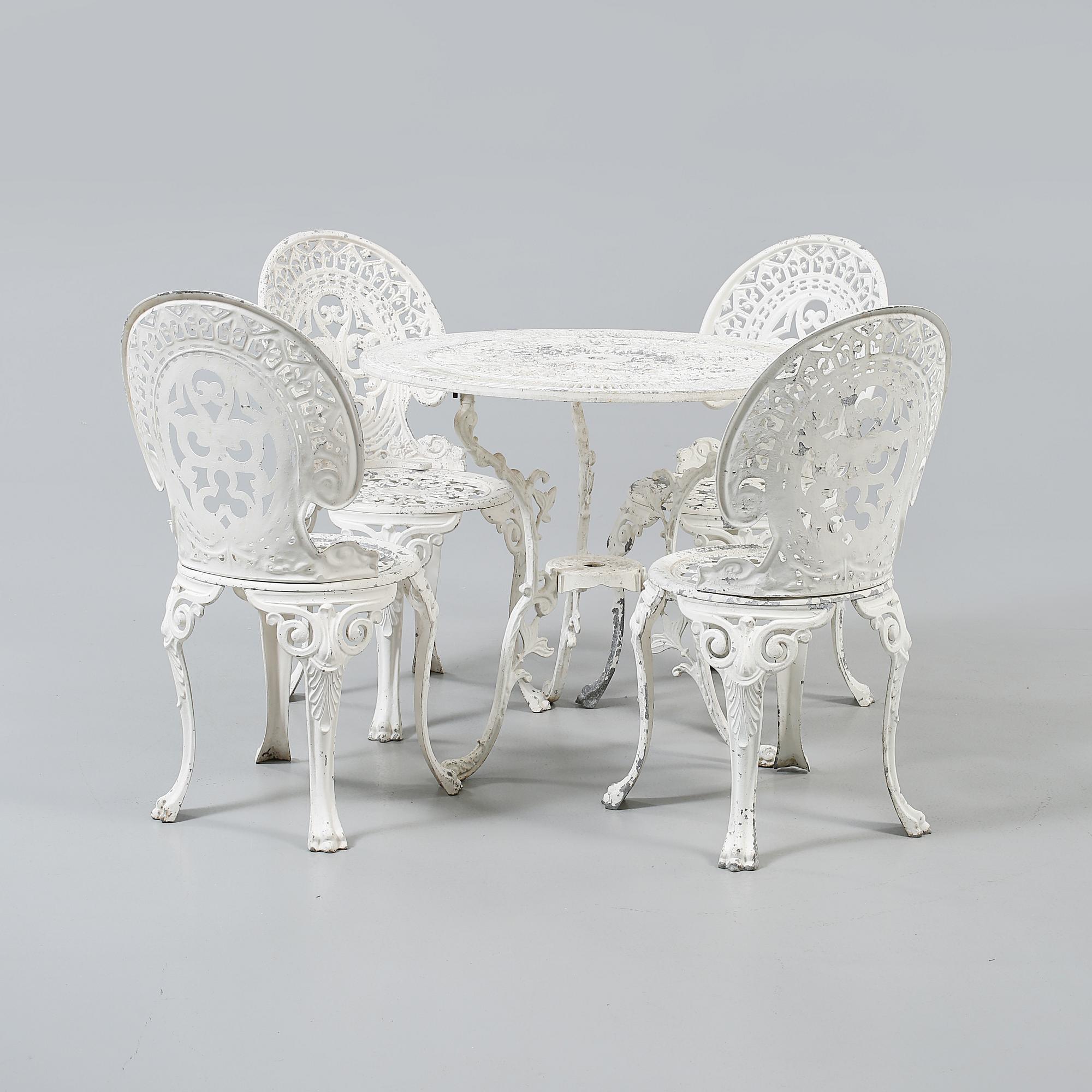 TRÄDGÅRDSMÖBLER, 5 delar, 1900-talets andra hälft.