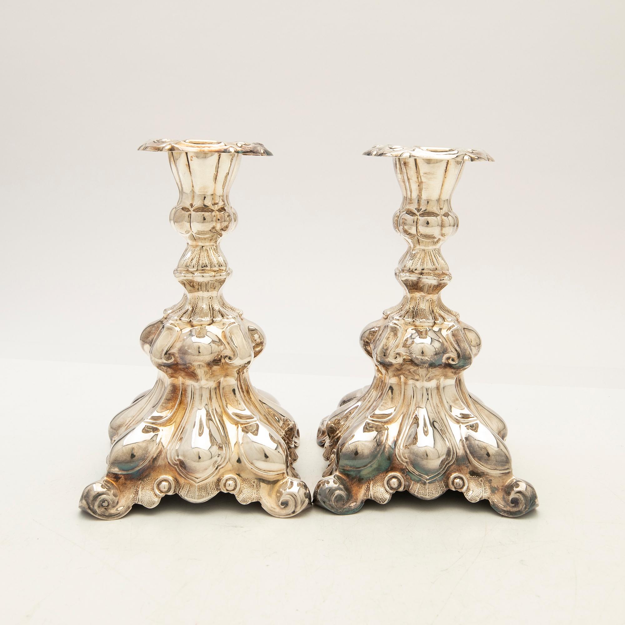 Candelsticks, a pair, silver, TESI, Gothenburg, 1957.