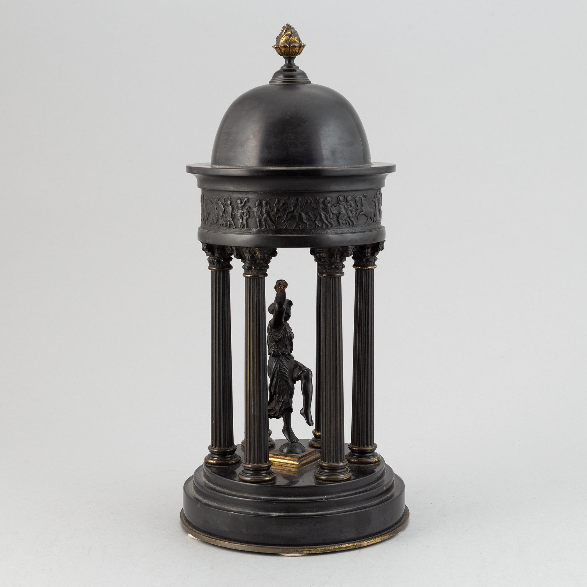 A stone and brass table decoration, late 19th century.