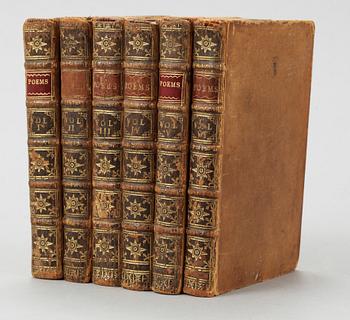 BOKVERK OM POESI, 6 vol, "A collection of poems in six volumes by several hands" troligen samtliga London 1758.