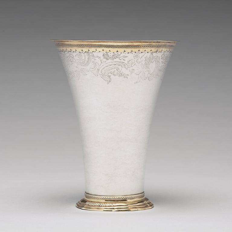 A Swedish 18th century parcel-gilt silver beaker, possibly Lars Petter Hackzell (1768-1771(-72)), Örebro 1769.