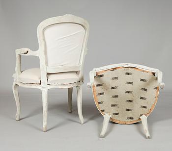 KARMSTOLAR, 1 par, rokokostil, 1900-talets mitt.