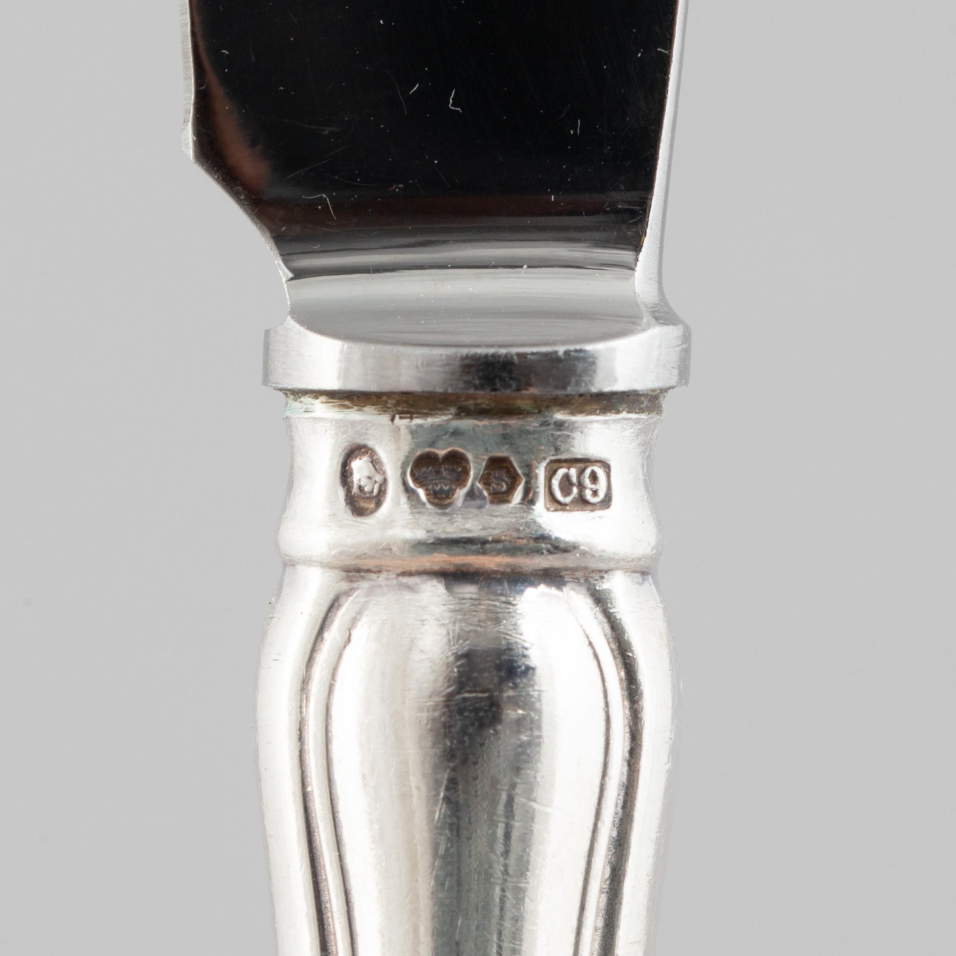 Bestick, 45 delar, silver, "Chippendale", CG Halleberg Stockholm 1940/50-tal.