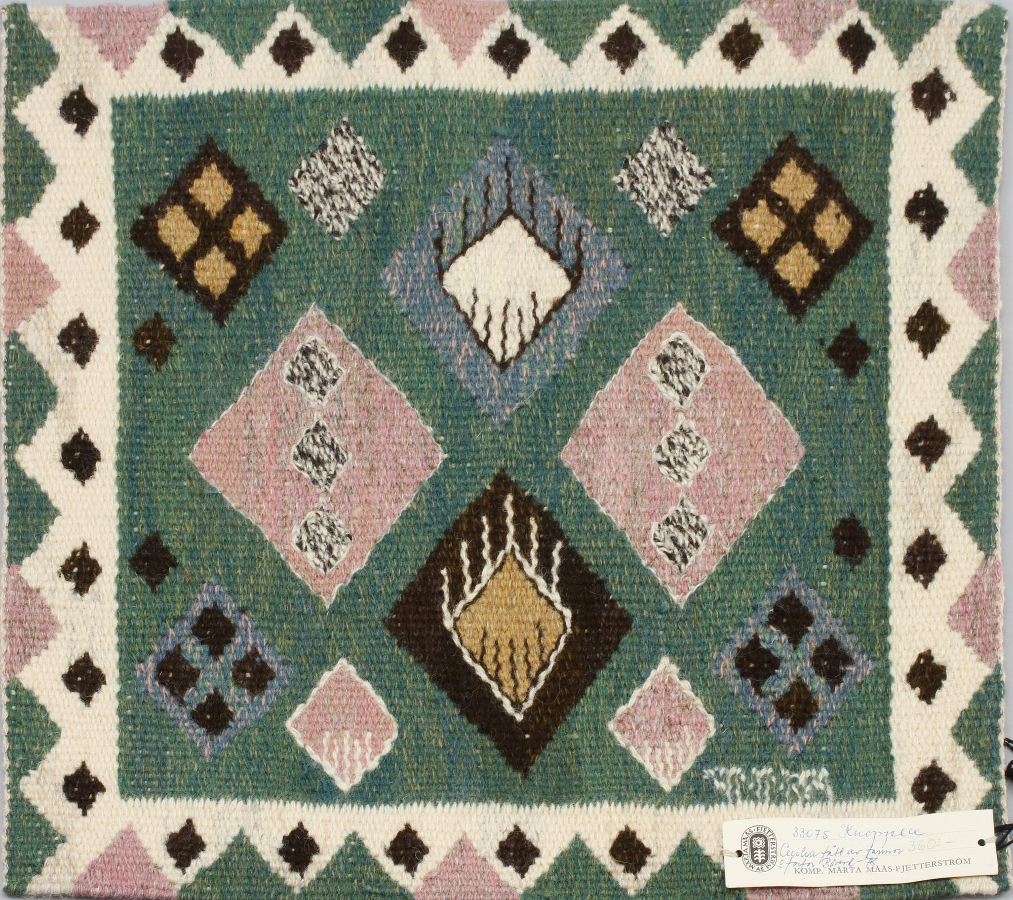 VÄVNAD. "Knoppen", signerade AB MMF (AB Märta Måås-Fjetterström), 1900-talets andra hälft.