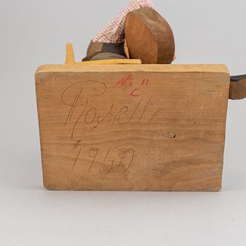 HERMAN ROSELL, sculpture, wood, signed and dated 1950.