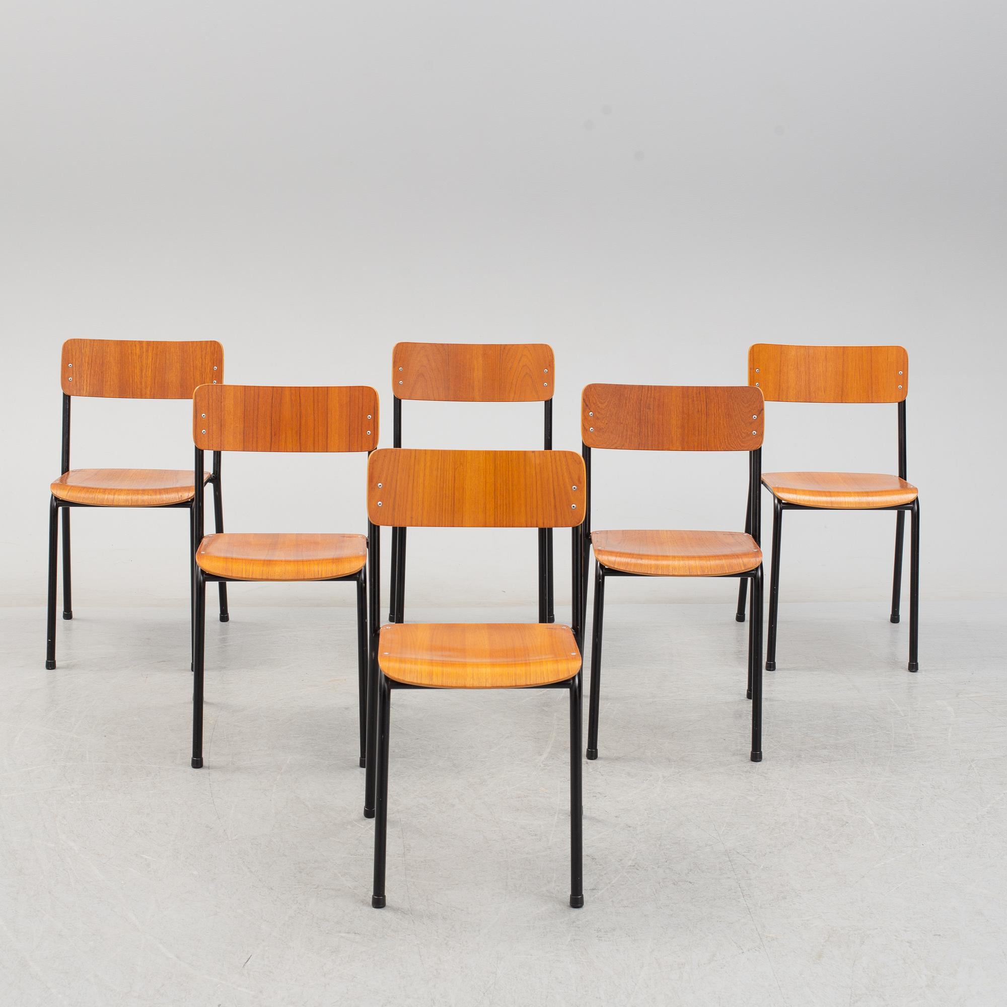 STOLAR, 6 st, Grythyttan Stålrörsmöbler, 1900-talets andra hälft.