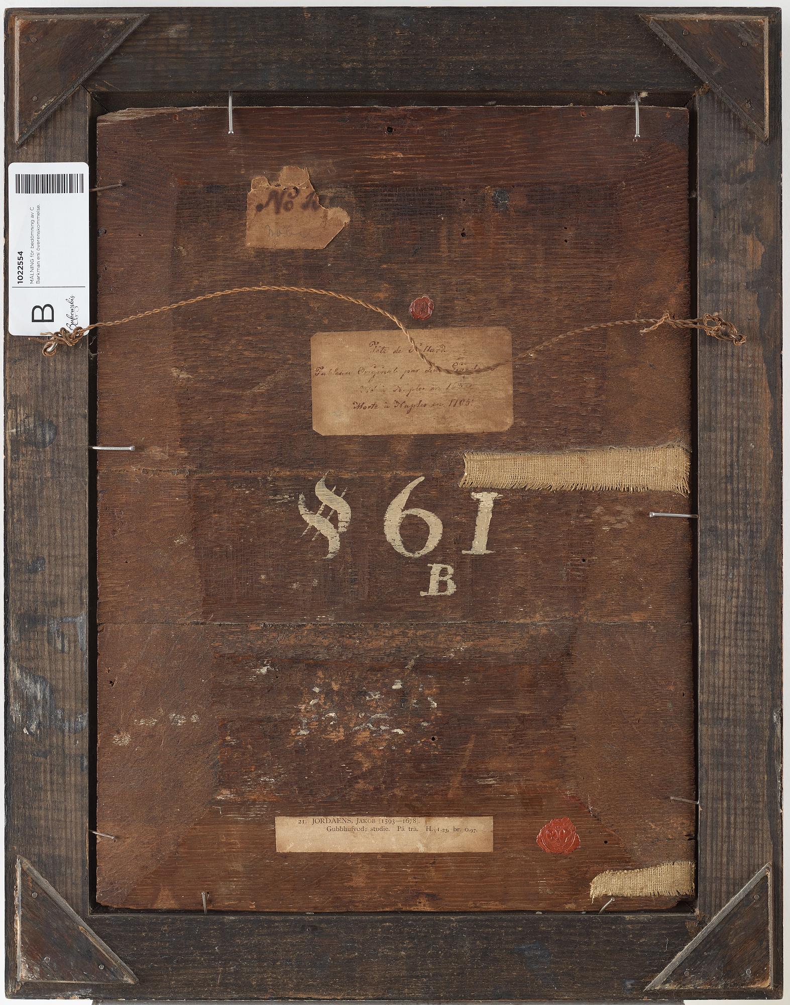 Jacob Jordaens Attributed to, The head of a bearded man, a study.