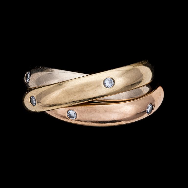 RING, Cartier, "Trinity", guld i tre färger med briljantslipade diamanter, 1999.