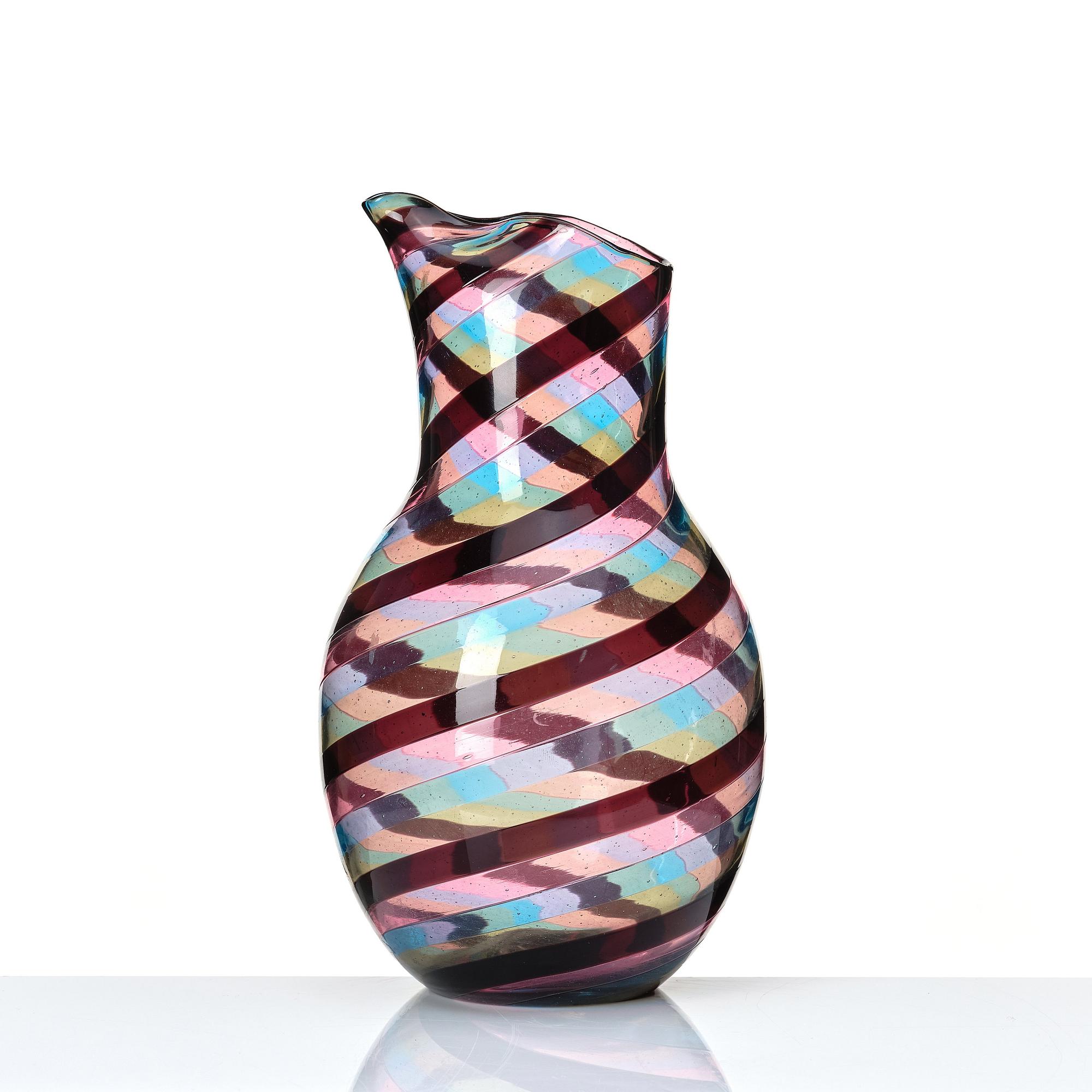 Gio Ponti, & Paolo Venini, a glass pitcher, Venini, Murano Italy 1950-60s.