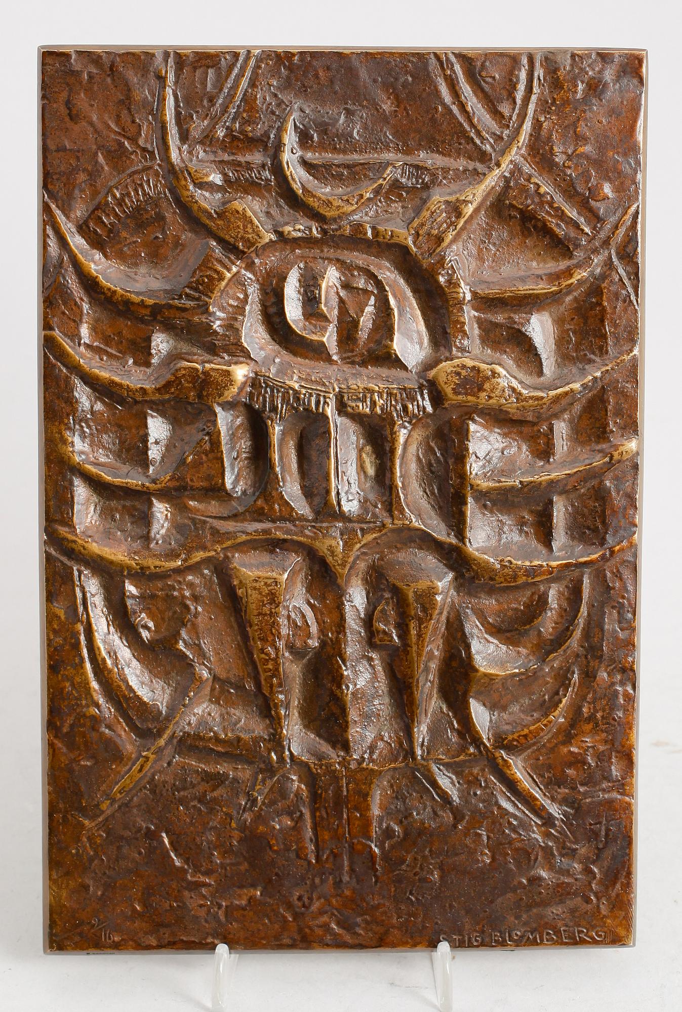 STIG BLOMBERG, väggrelief, brons, signerad, numrerad 9/16.