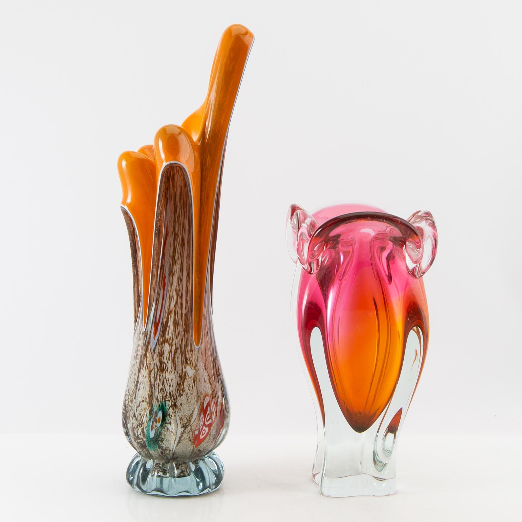 Vases 2 pcs mid-20th century glass.