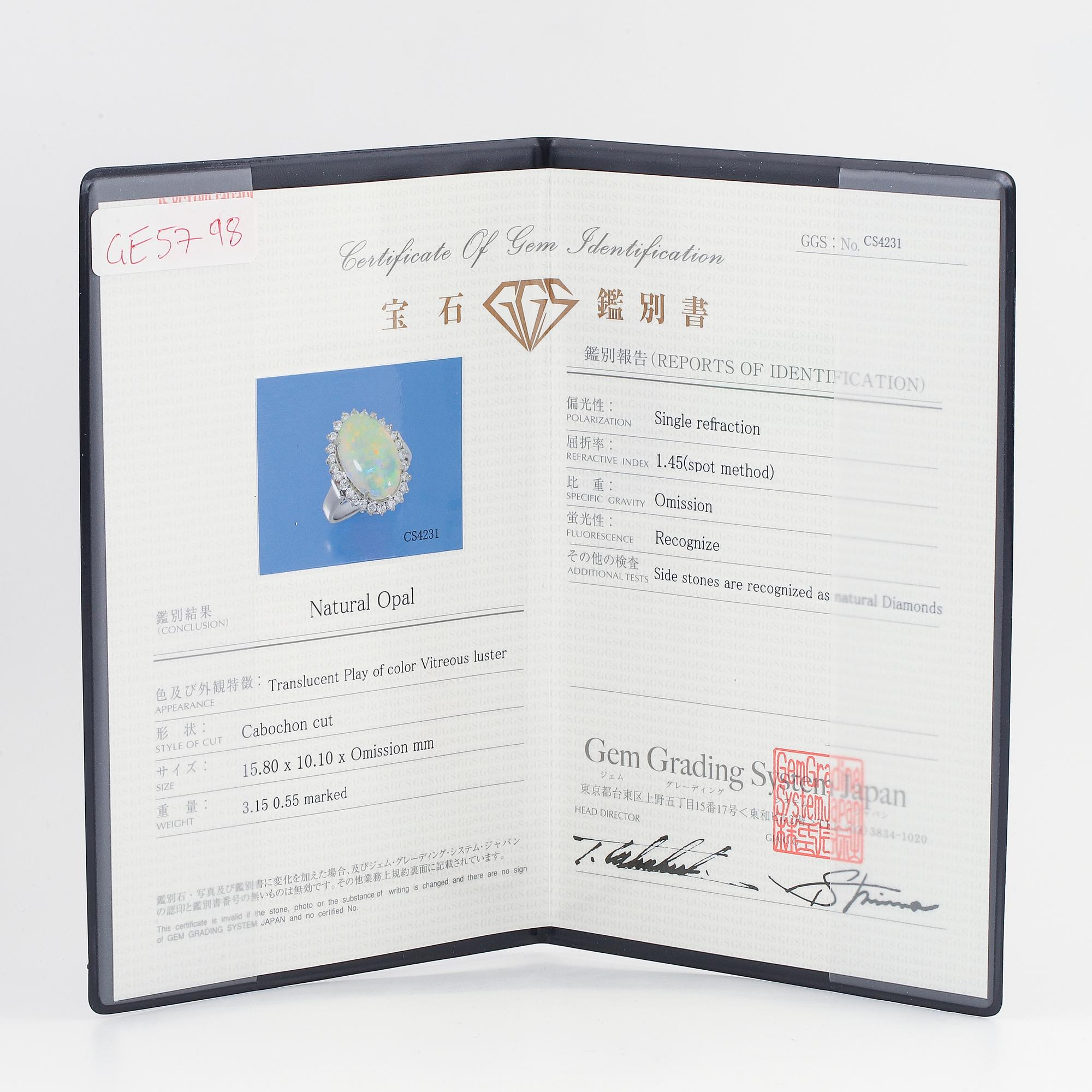 Opal and brilliant-cut diamond cocktail ring.