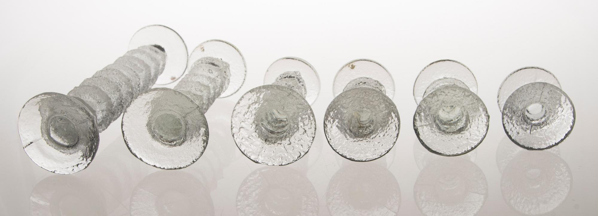 TIMO SARPANEVA, LJUSSTAKAR, 6 st, glas, "Festivo", signerade TS, Iittala.