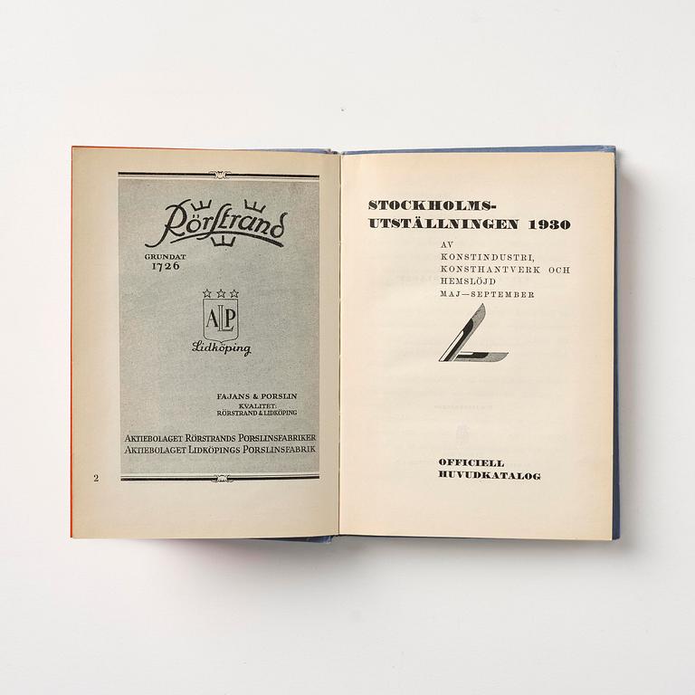 Stockholm Exhibition 1930, catalogue, brochures and souvenirs, six pieces.