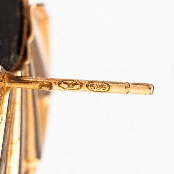 A pair of 14K gold earrings with spectrolites. Kupittaan kulta, Turku.