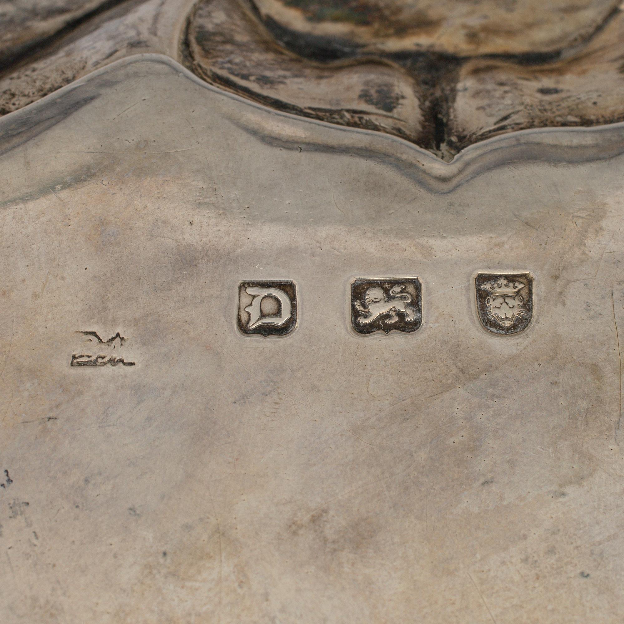 An English 18th century silver salver, unidentified makers mark, London 1750.