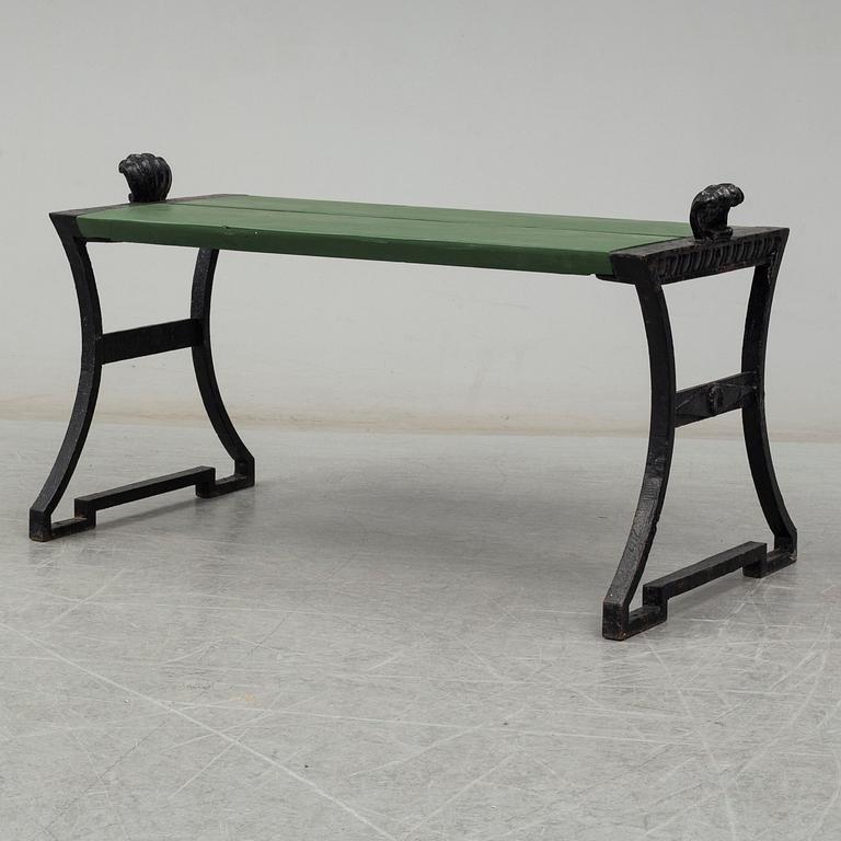 FOLKE BENSOW, a 'Snecan' cast iron carden bench from Byarums Bruk, sesigned in 1923.