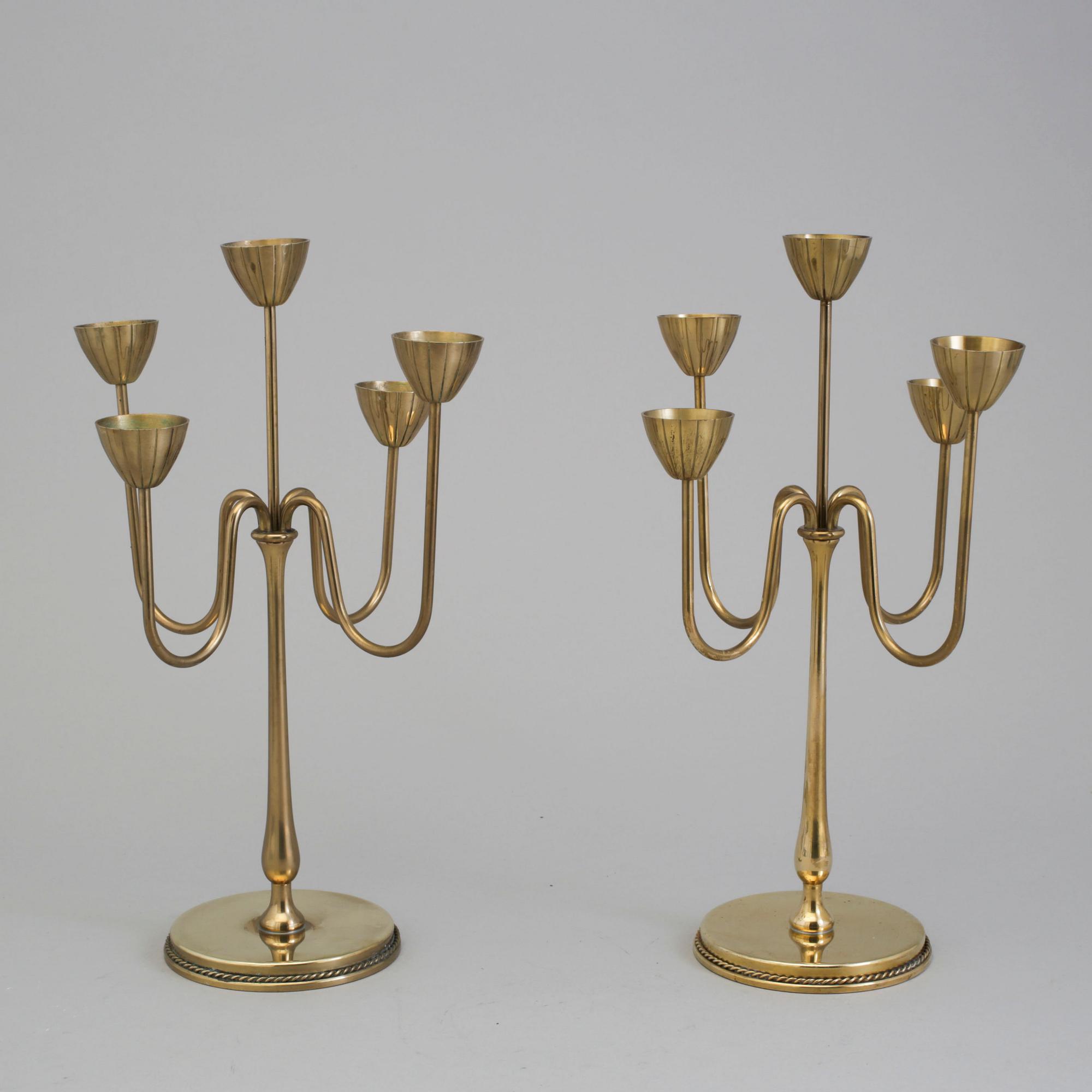 GUNNAR ANDER, kandelabrar, ett par, mässing, Ystad-Metall.