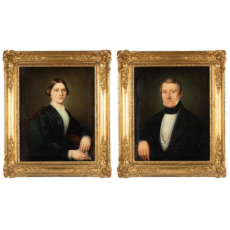 Swedish artist, circa 1850, Lady and Gentleman Portraits.