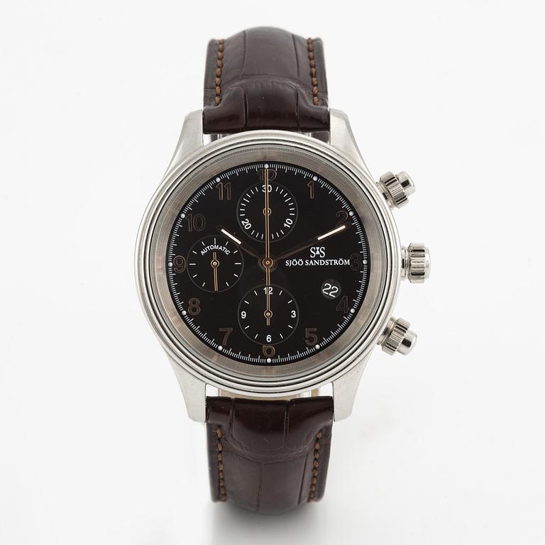 Sjöö Sandström, Royal Steel Chronograph, wristwatch, 42 mm.