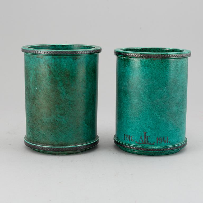 A pair of Wilhelm Kåge 'Argenta' vases, Gustavsberg.