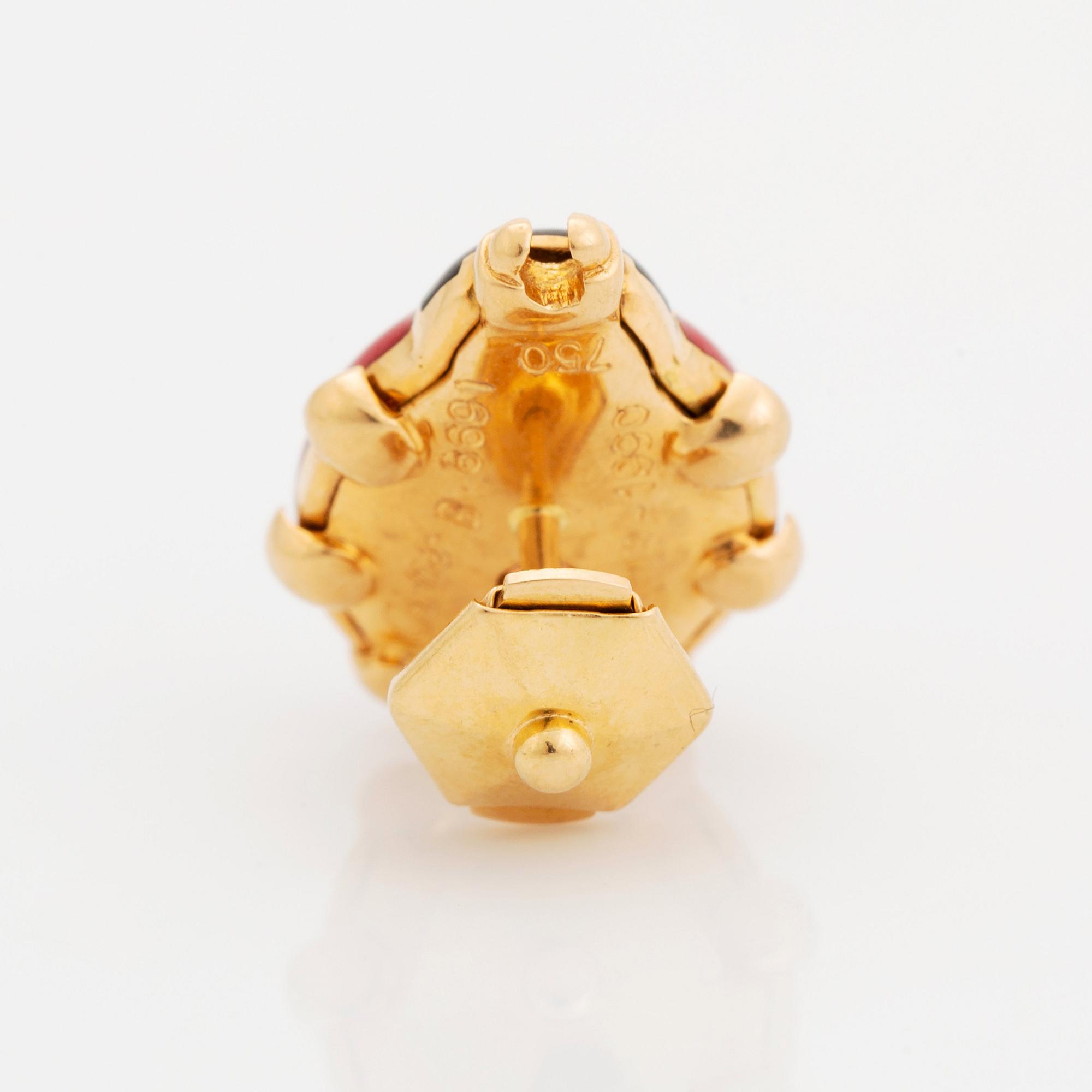 Cartier brosch 18K guld och emalj.