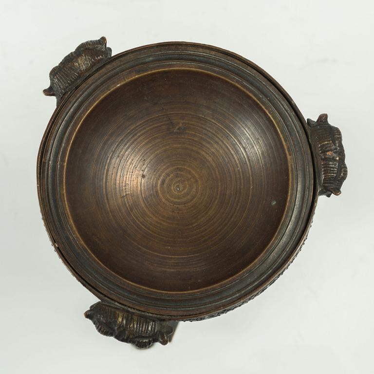 A French Empire ormolu and patinated brûle-parfume, early 19th century.